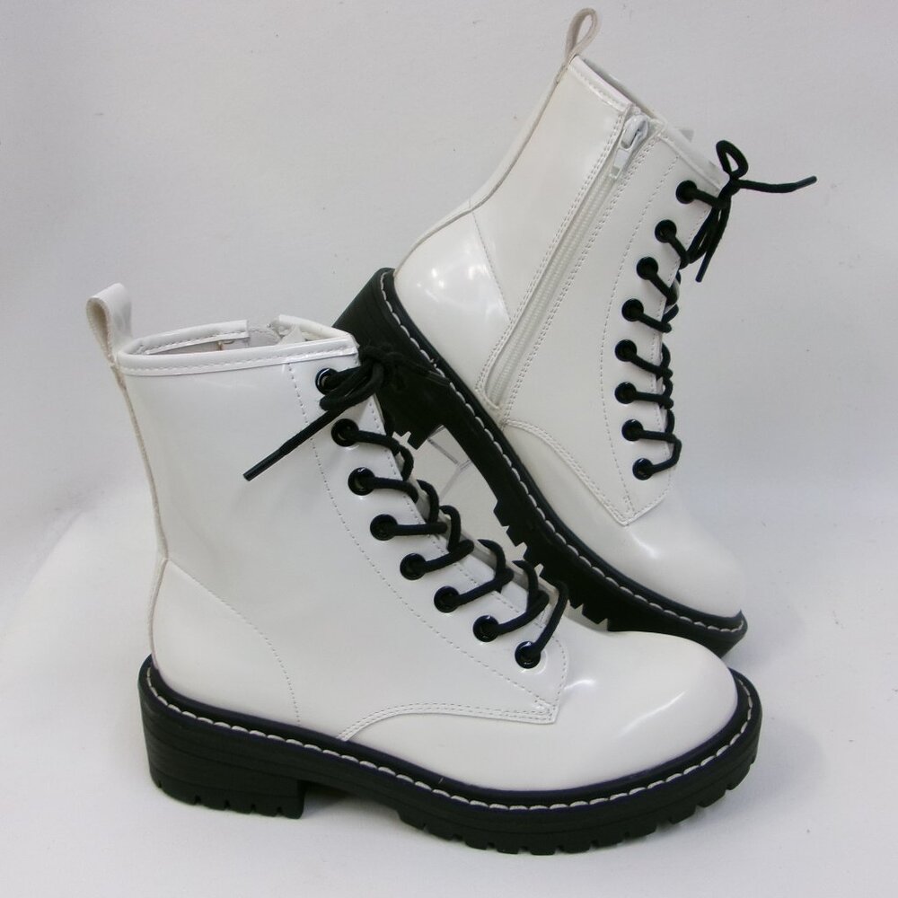 Ichigo White Military Combat Style Lace Up Boots Womens 5.5 M NWOT